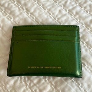 Green genuine glovetanned leather credit card holder